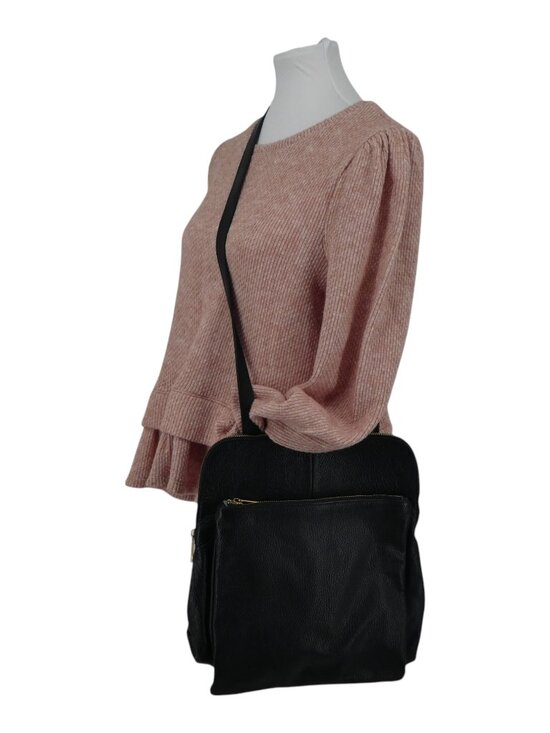 Borse In Pelle Black Pebbled Leather Convertible Purse Backpack Bag main image 7